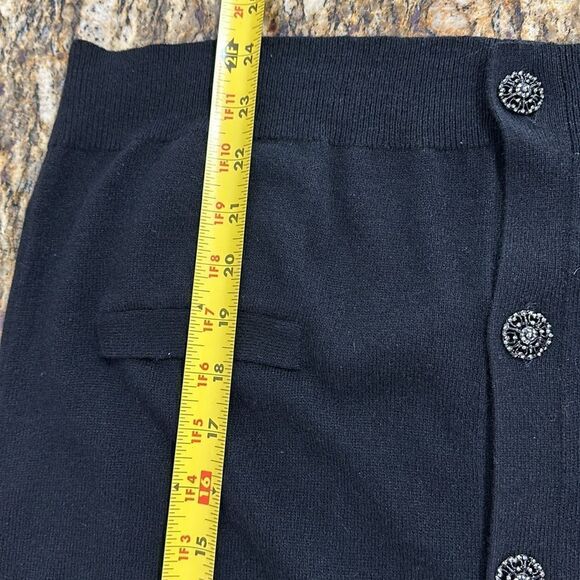 Talbots Cashmere Blend Black Short Sleeve Jeweled-Button Cardigan Sweater Size L - Picture 9 of 9